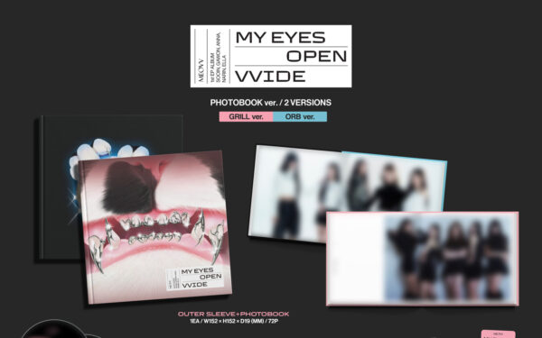 MEOVV - 1st EP ALBUM 'MY EYES OPEN VVIDE' (PHOTOBOOK ver.) (ORB Ver.) (grill ver.) kaeguli kpop albums and merchandise