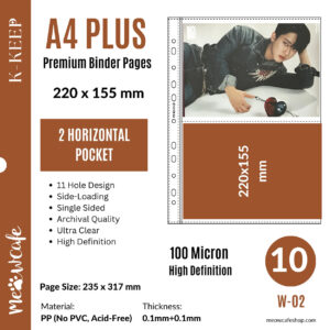 K-KEEP [A4 PLUS] - 10 Pocket 63x93mm - 11 Holes Premium Binder Pages, 100 Micron Thick, High Definition (Pack of 10) kaeguli kpop shop albums and merchandise